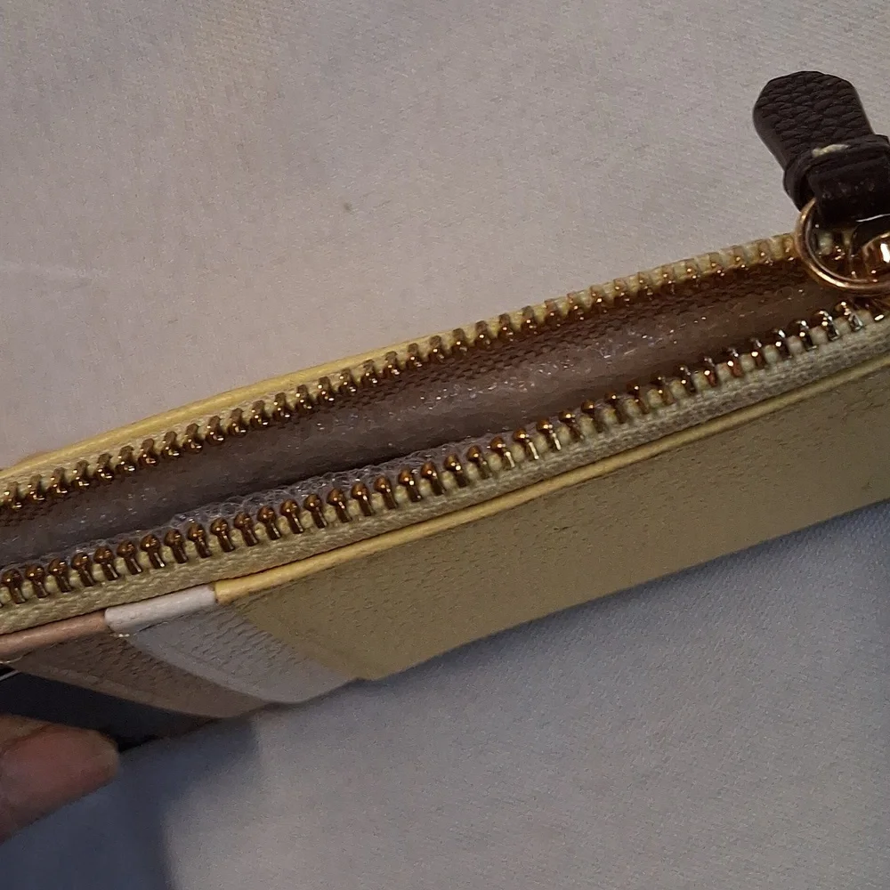 NWT Cole Haan Yellow Leather Zip Card Case